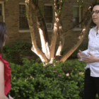 Mara Verheyden Hilliard speaking to DC News Now reporter outside in front of a tree and building